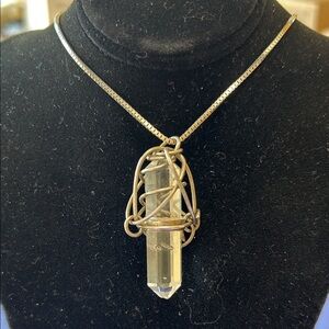 Elegant Sterling Silver Wire-Wrapped Crystal Pendant Necklace